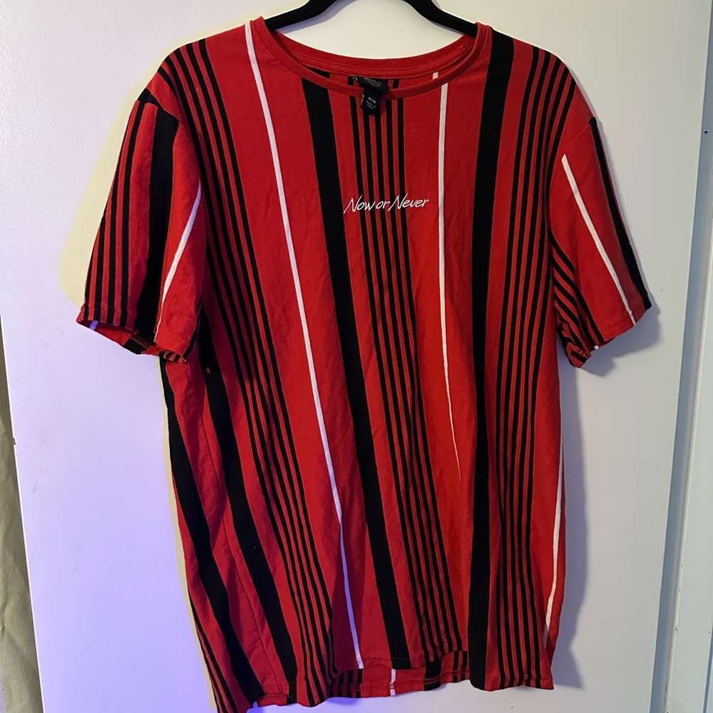 Red and Black Striped Men's Shirt